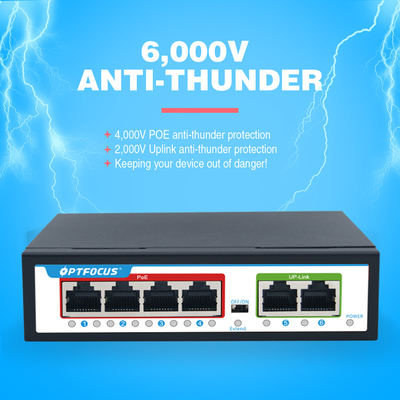 Customized 4 Port Poe Switch 20km 4*10/100Mbps POE Port + 2*10/100Mbps Uplink Port