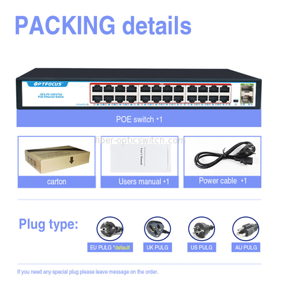 Factory OEM/ODM 24 Port POE Switch 24*10/100/1000mbps POE Port 2*1000mbps SFP Up-Link Port